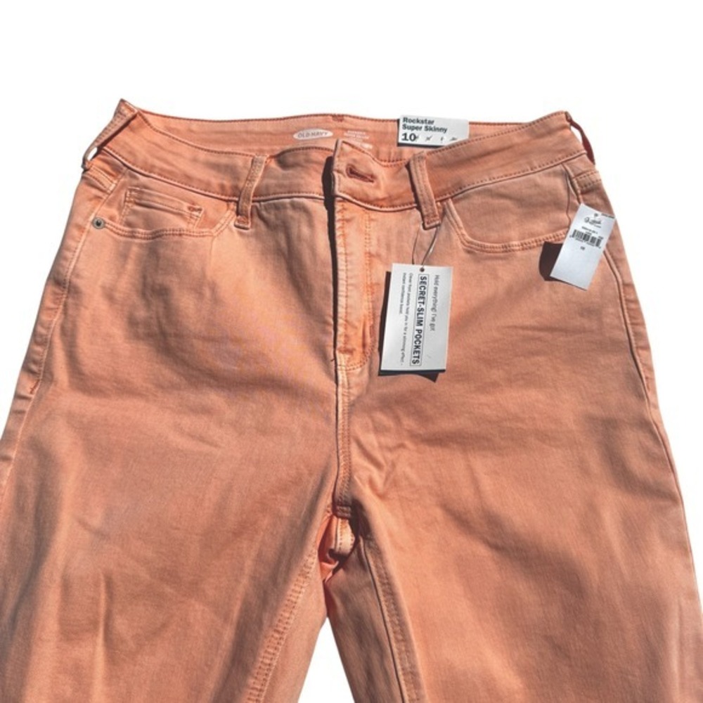 Old Navy Rockstar Super Skinny Jeans 10R Peach Coral‎ Ripped Distressed Denim